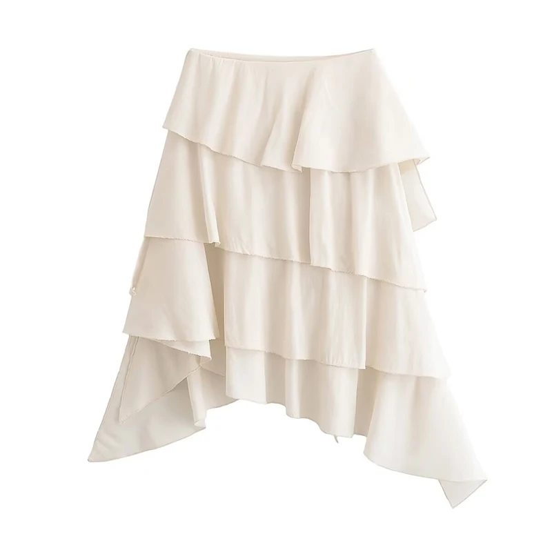 Women Summer 2026 High Waist Asymmetric Hem Ruffle Skirt
Women Summer 2026 High Waist Asymmetric Hem Ruffle Skirt