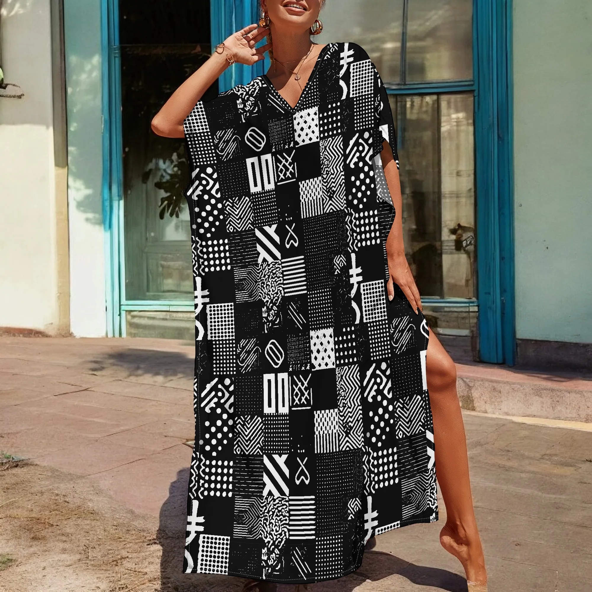 Afrocentric Mudcloth Patchwork Kaftan Dress Monochrome Geo Print V‑Neck Plus Size S‑3XL Black History Month
Afrocentric Mudcloth Patchwork Kaftan Dress Monochrome Geo Print V‑Neck Plus Size S‑3XL Black History Month