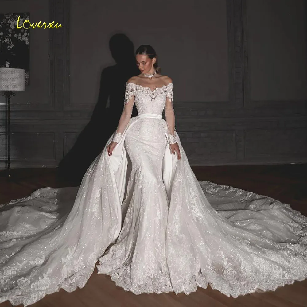 Loverxu Mermaid Sexy Wedding Dresses Off The Shoulder Vestido De Novia Lace Embroidery Detachable Train Custom Made Bridal Gowns
Loverxu Mermaid Sexy Wedding Dresses Off The Shoulder Vestido De Novia Lace Embroidery Detachable Train Custom Made Bridal Gowns