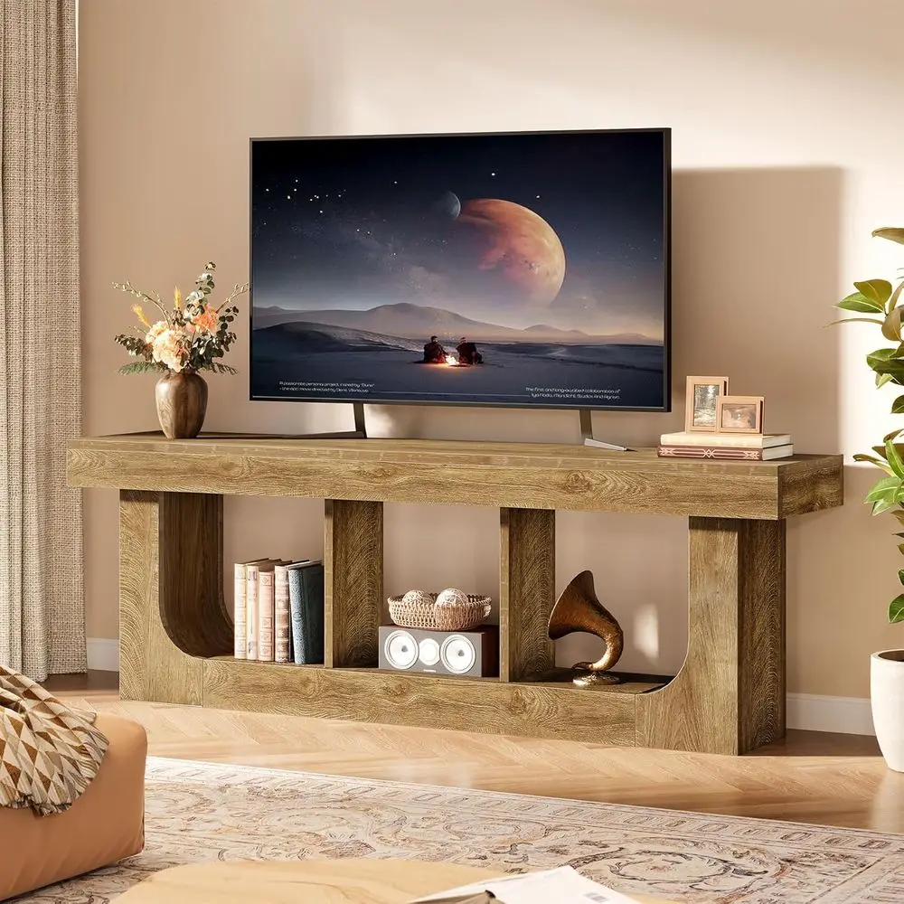 70 63 TV Stand with Storage for Living Room, Bedroom, Rich Brown Finish
70 63 TV Stand with Storage for Living Room, Bedroom, Rich Brown Finish