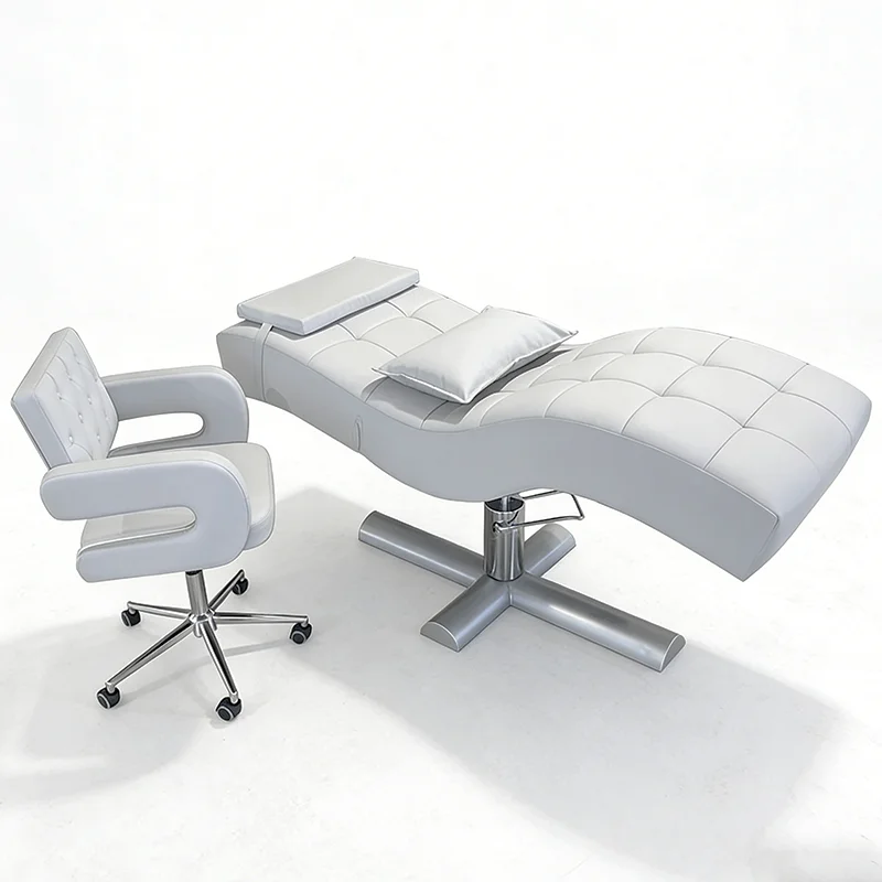 Popular Beauty Salon Silver Eyelash Facial Bed Modern Adjustable Height Curved Saloon Cosmetic Lash Bed with Chair Set
Popular Beauty Salon Silver Eyelash Facial Bed Modern Adjustable Height Curved Saloon Cosmetic Lash Bed with Chair Set