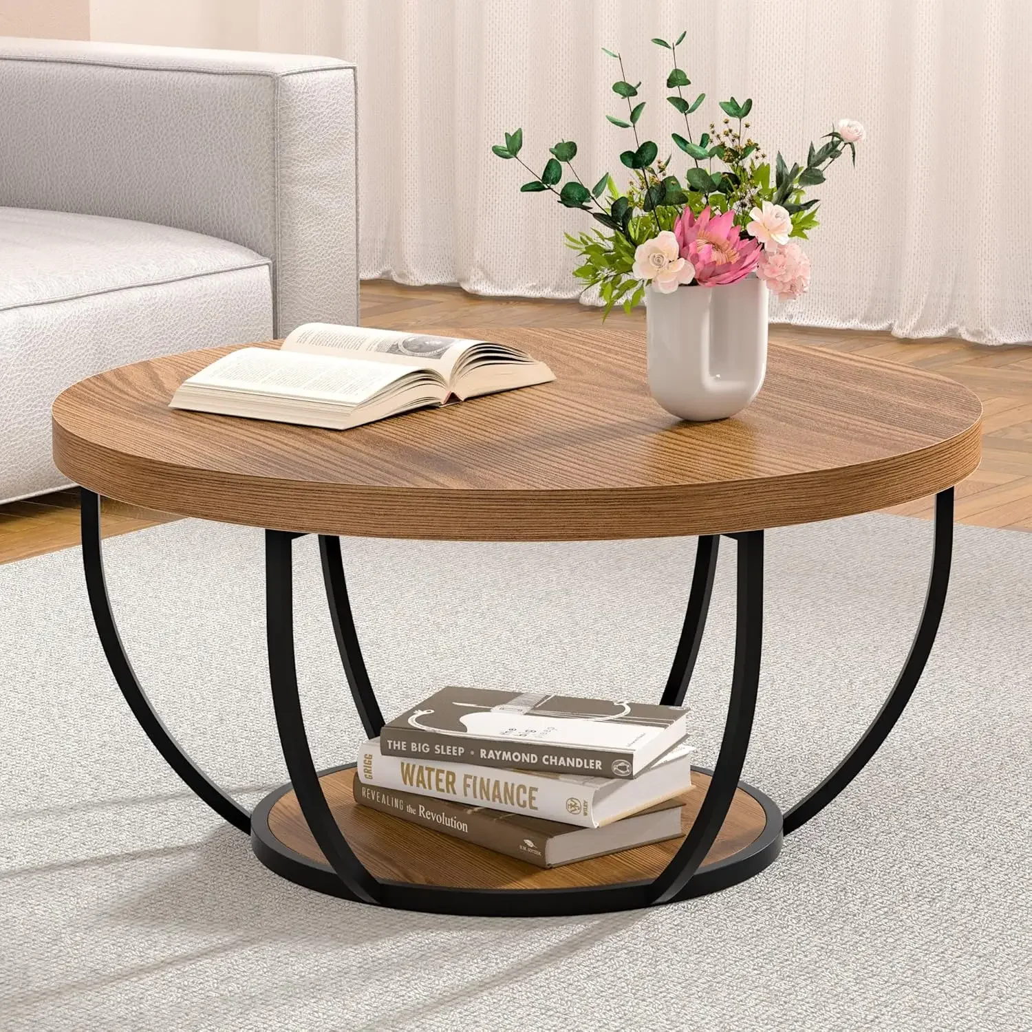 Round Coffee Table, 31" Coffee Table for Living Room Decor, 2-Tier Storage with Steel Frame, Space-Saving Wood Center Table, Mod
Round Coffee Table, 31" Coffee Table for Living Room Decor, 2-Tier Storage with Steel Frame, Space-Saving Wood Center Table, Mod