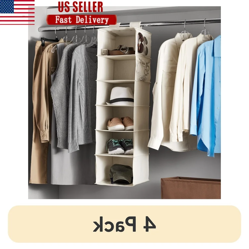 4 Pack 6-Shelf Multi Purpose Hanging Closet Organizer Durable Canvas Storage Solution Perfect Shoes Hats Belts Scarves
4 Pack 6-Shelf Multi Purpose Hanging Closet Organizer Durable Canvas Storage Solution Perfect Shoes Hats Belts Scarves