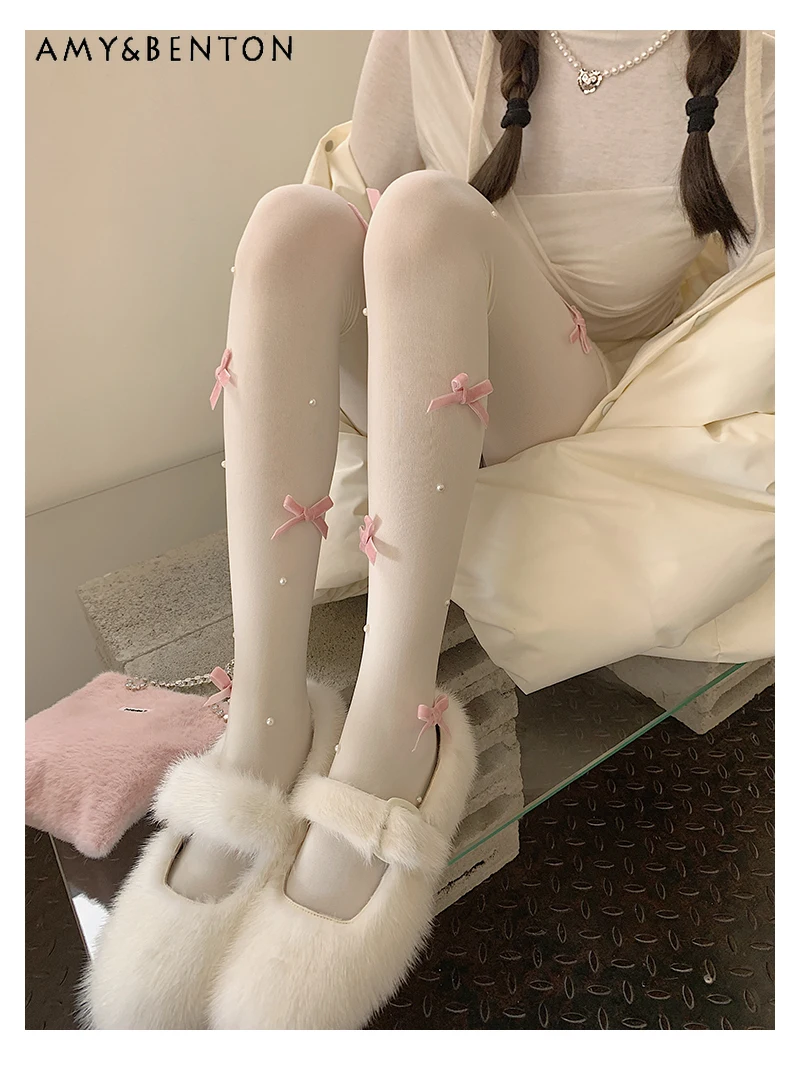 Spring and Autumn New Sweet Velvet Bow Printed Pearl Pantyhose Women Cute Slim White All-Match Lolita Pantyhose Kawaii Socks
Spring and Autumn New Sweet Velvet Bow Printed Pearl Pantyhose Women Cute Slim White All-Match Lolita Pantyhose Kawaii Socks