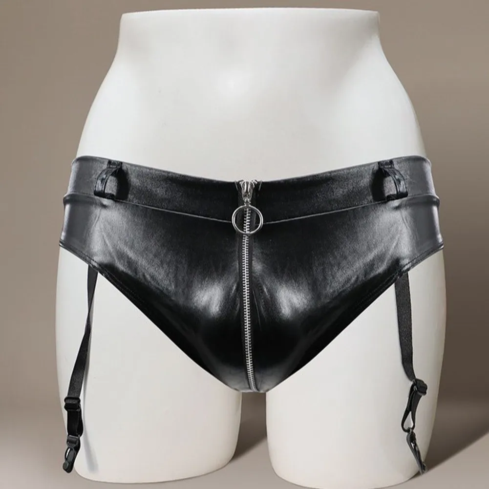 Men Bikini Briefs Zipper Faux Leather Underwear Bulge Pouch Solid Sissy Panties G-string Thongs Underpant
Men Bikini Briefs Zipper Faux Leather Underwear Bulge Pouch Solid Sissy Panties G-string Thongs Underpant