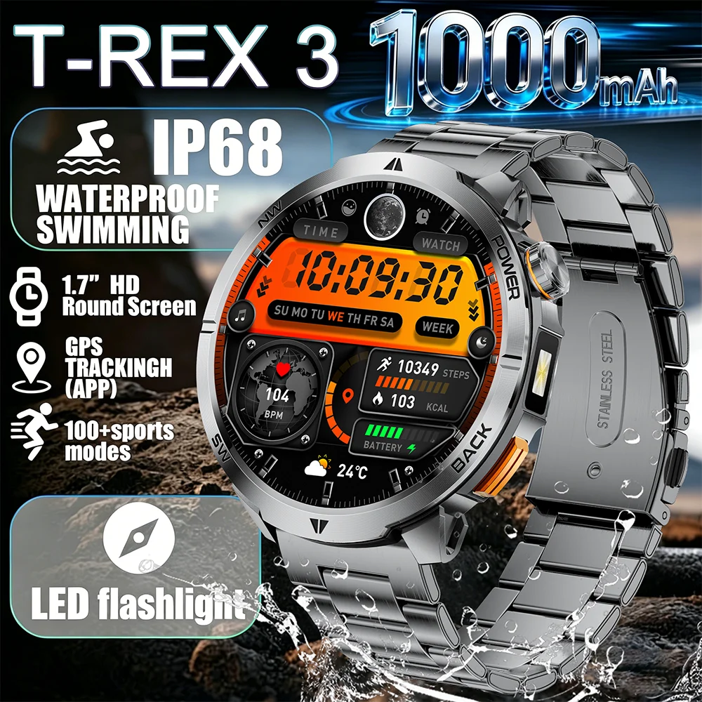 2026 New Military Smart Watch 1000Mah Battery Fitness Tracking 10ATM Waterproof Tactics Sport Flashlight call Bracelet For Men
2026 New Military Smart Watch 1000Mah Battery Fitness Tracking 10ATM Waterproof Tactics Sport Flashlight call Bracelet For Men