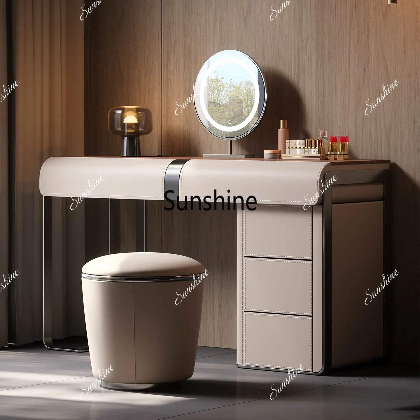 Italian minimalist saddle leather dresser with auxiliary cabinet
Italian minimalist saddle leather dresser with auxiliary cabinet
