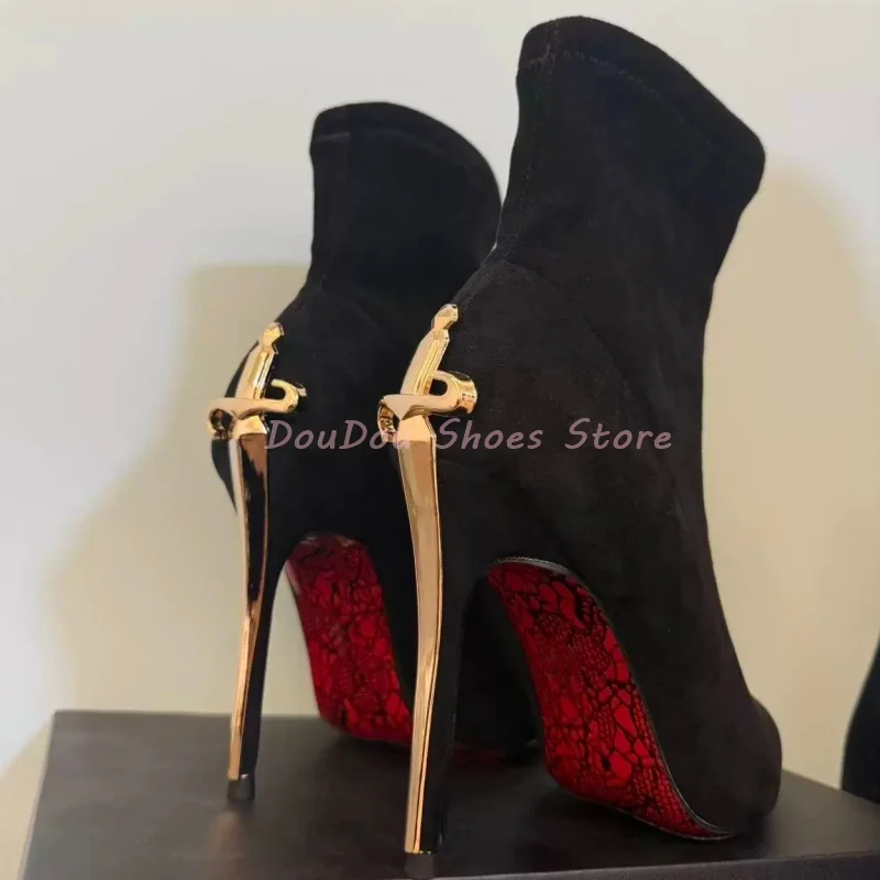 Black Suede Sword Shaped Pointed Toe Mid Calf Boots Women Etal Heel Thin Heel Slip On Stretch Boots Fashion Sexy Party Club Shoe
Black Suede Sword Shaped Pointed Toe Mid Calf Boots Women Etal Heel Thin Heel Slip On Stretch Boots Fashion Sexy Party Club Shoe