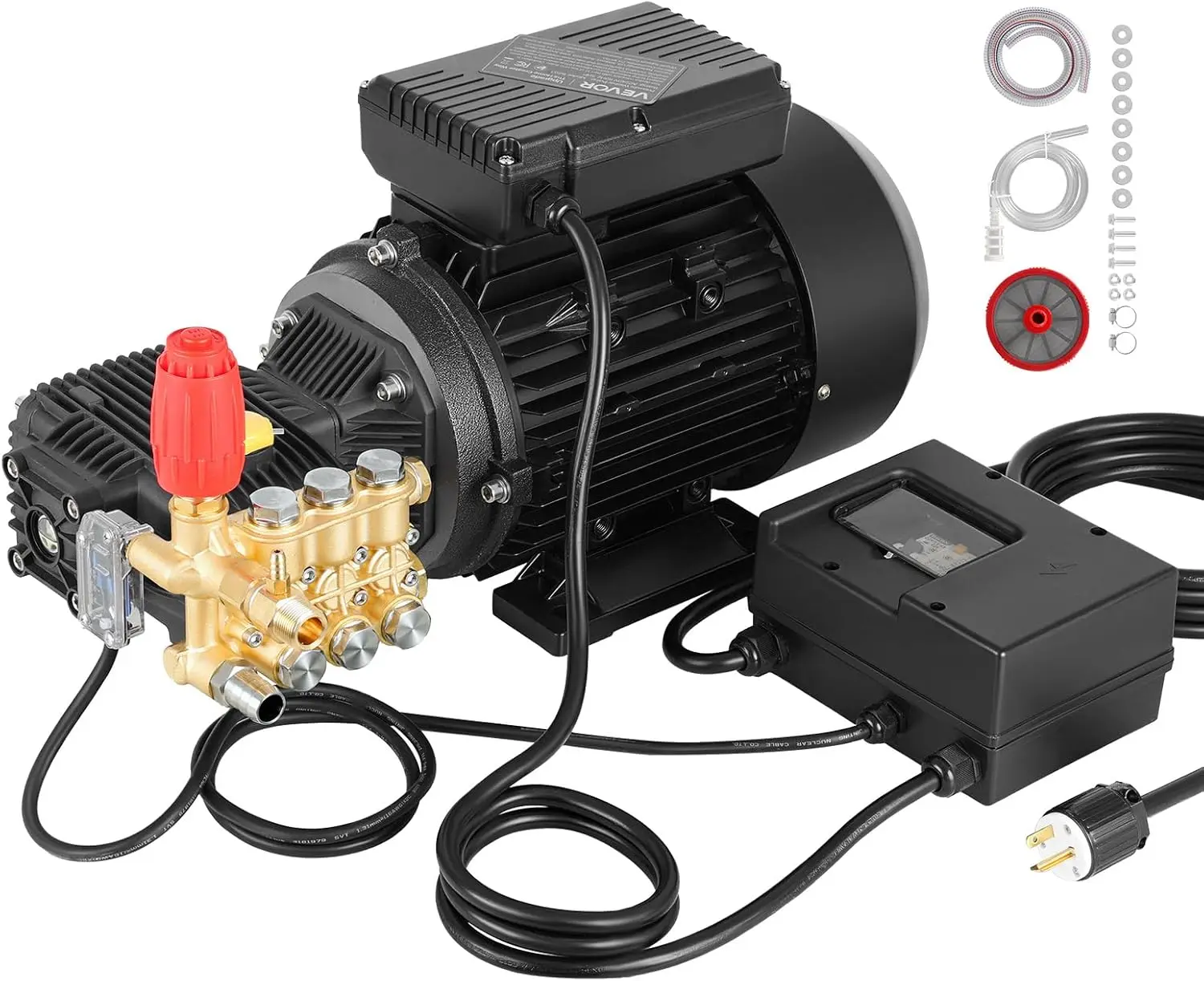 Electric Pressure Washer Pump Kit, 1950 PSI, 3.2 GPM, Triplex Power Washer Pump with 5 HP Motor 240 V, Adjustable Water Pressur
Electric Pressure Washer Pump Kit, 1950 PSI, 3.2 GPM, Triplex Power Washer Pump with 5 HP Motor 240 V, Adjustable Water Pressur