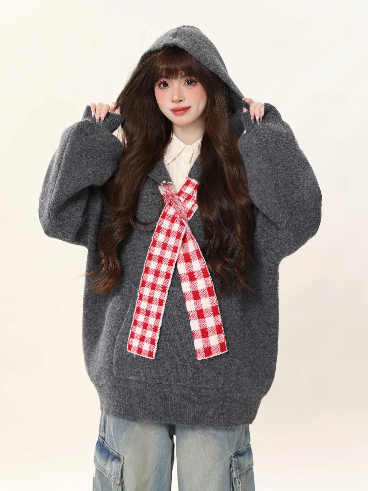 ENJOG Retro College Scarf Inteated Hoodie Women's Autumn Winter Soft Cozy Lazy Sle Loose Knitted Sweater Coat
ENJOG Retro College Scarf Inteated Hoodie Women's Autumn Winter Soft Cozy Lazy Sle Loose Knitted Sweater Coat