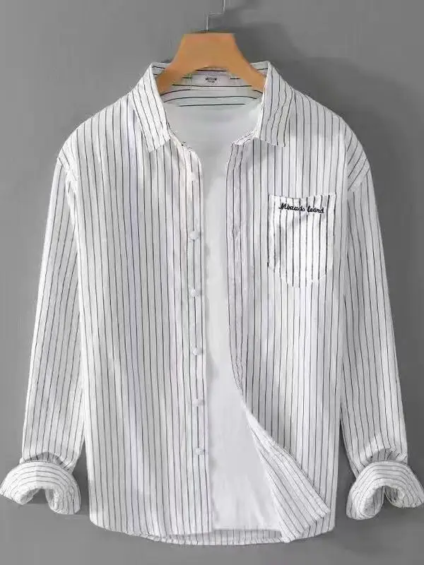 Мужская полосатая рубашка с длинными рукавами, свободная повседневная рубашка, модная универсальная рубашка на весну и осень, рубашка-жакет из полиэфирного волокна, молодежная повседневная одежда
Мужская полосатая рубашка с длинными рукавами, свободная повседневная рубашка, модная универсальная рубашка на весну и осень, рубашка-жакет из полиэфирного волокна, молодежная повседневная одежда