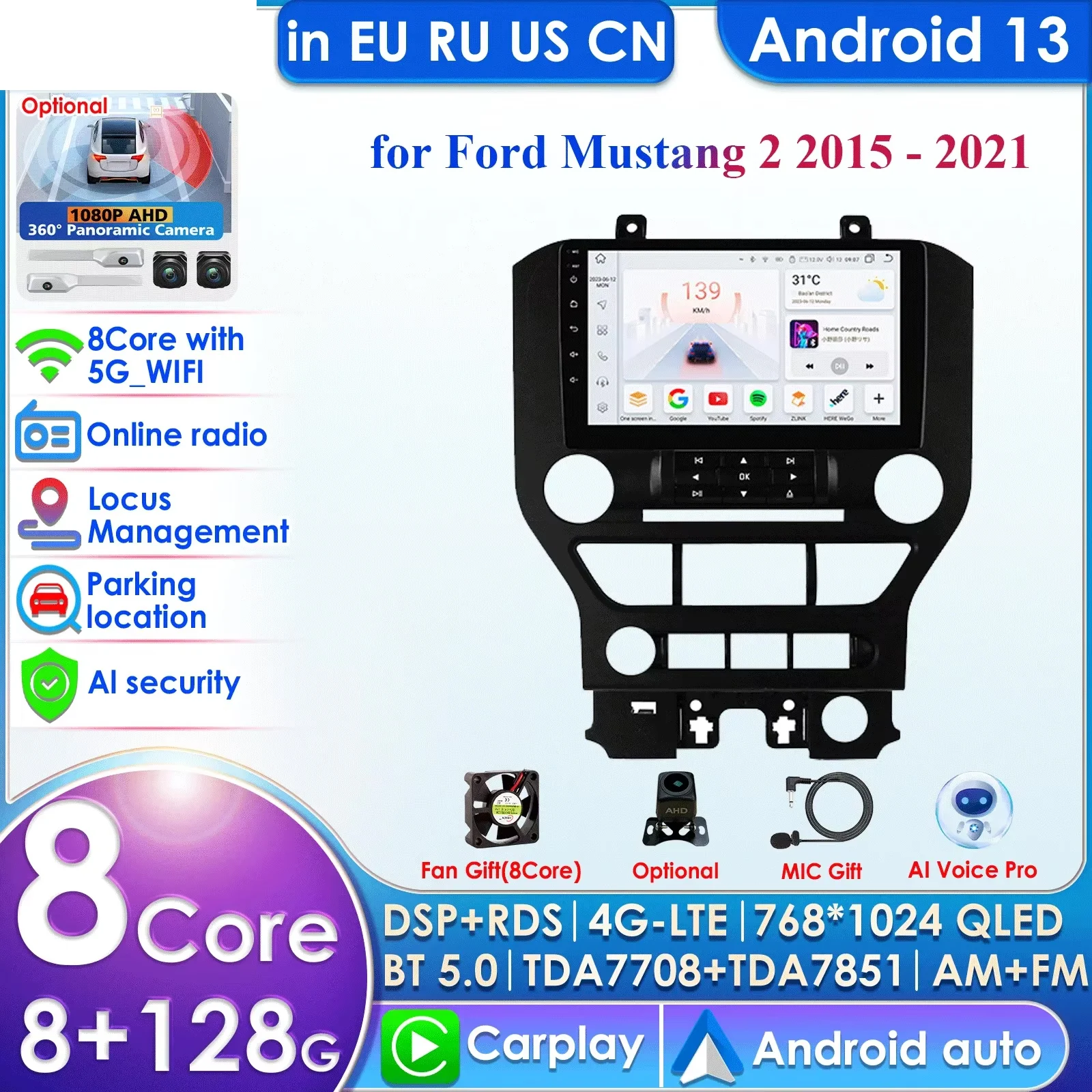 Hizpo Car Intelligent Systems Carplay Android Car Radio for Ford Mustang 2 2015-2021 Multimedia Video Player WIFI 7862 Autoradio
Hizpo Car Intelligent Systems Carplay Android Car Radio for Ford Mustang 2 2015-2021 Multimedia Video Player WIFI 7862 Autoradio