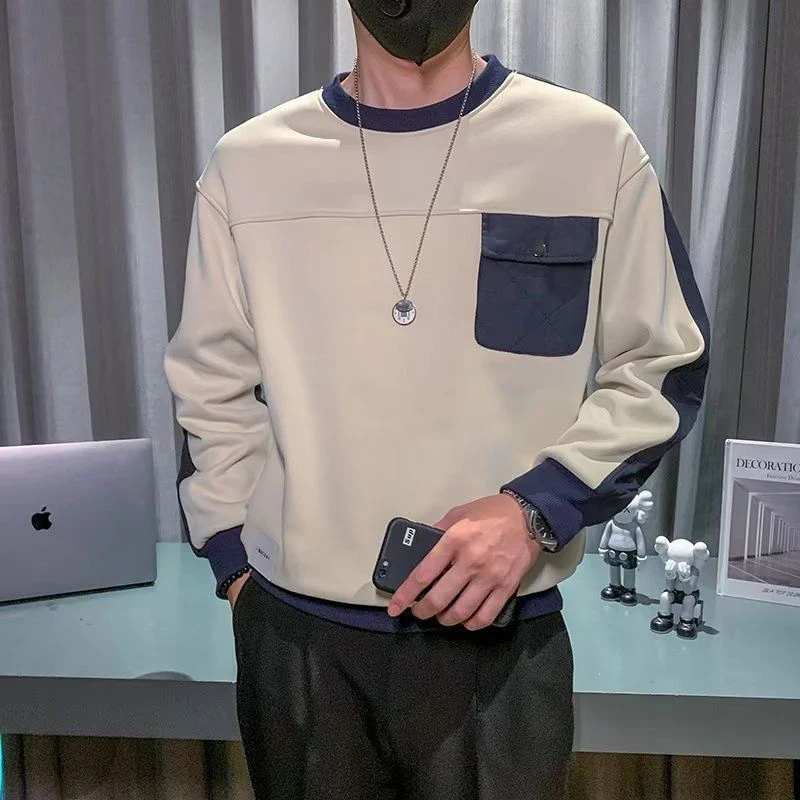 2026 Autumn Winter Men's Casual Crew Neck Color Block Patch Pocket Sweatshirt Loose Long Sleeve Pullover Fashion Streetwear Tops
2026 Autumn Winter Men's Casual Crew Neck Color Block Patch Pocket Sweatshirt Loose Long Sleeve Pullover Fashion Streetwear Tops