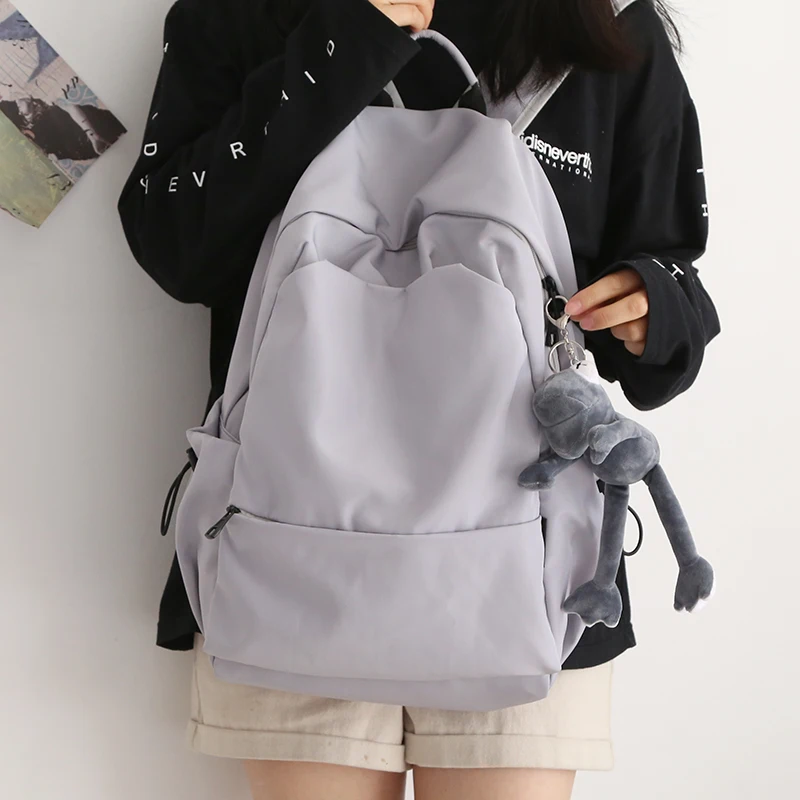 Women Simple Solid Color Backpack Casual Lightweight School Bag With Plush Frog Pendant For Students Daily Use
Women Simple Solid Color Backpack Casual Lightweight School Bag With Plush Frog Pendant For Students Daily Use