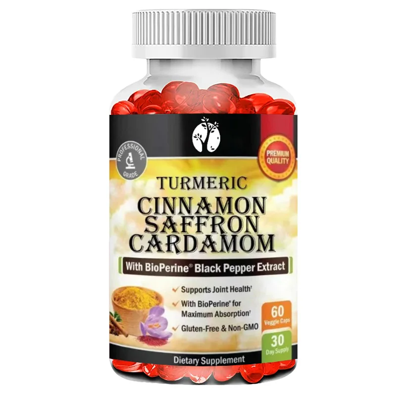 Turmeric Supplements of Saffron, Cinnamon, Cardamom Contain BioPerine Black Pepper, Joint Support Supplements, and 60 Capsules
Turmeric Supplements of Saffron, Cinnamon, Cardamom Contain BioPerine Black Pepper, Joint Support Supplements, and 60 Capsules