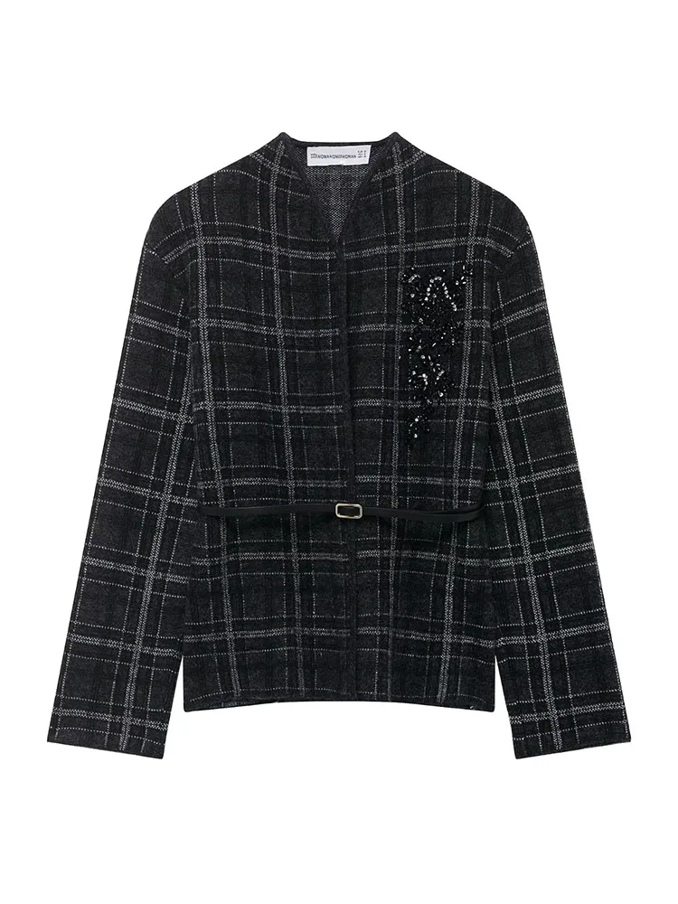 HH Women New Fashion Versatile V-neck Plaid Knitted Belted Cardigan Jacket Female High Street Loose Casual Long Sleeve Sweater
HH Women New Fashion Versatile V-neck Plaid Knitted Belted Cardigan Jacket Female High Street Loose Casual Long Sleeve Sweater