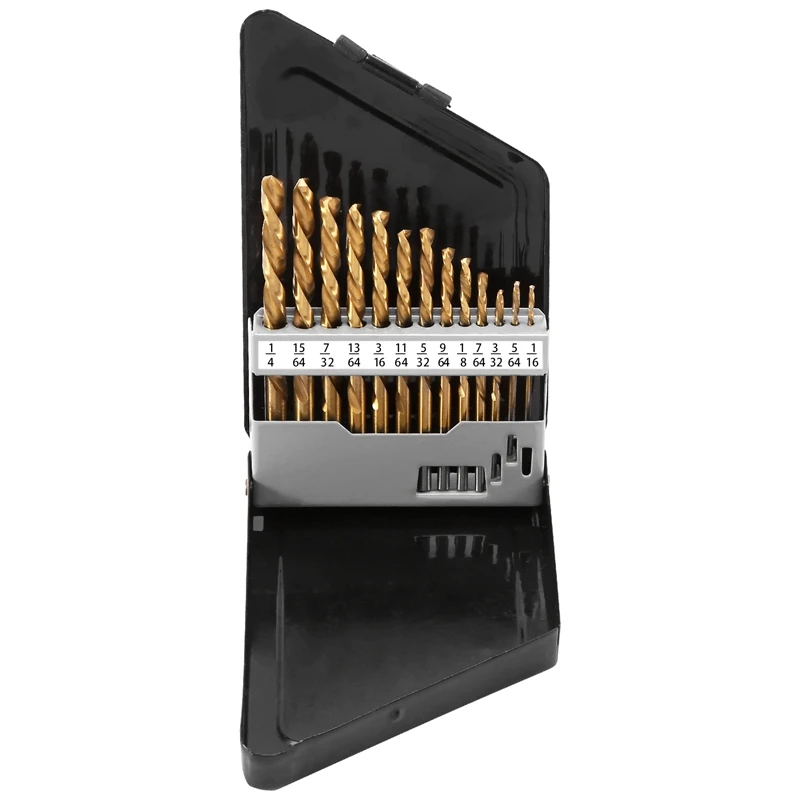 13Pcs Left Handed Drill Bit Set Extractor Drill Bits For Metal Power Tools Accessories With Titanium Nitride Coating
13Pcs Left Handed Drill Bit Set Extractor Drill Bits For Metal Power Tools Accessories With Titanium Nitride Coating