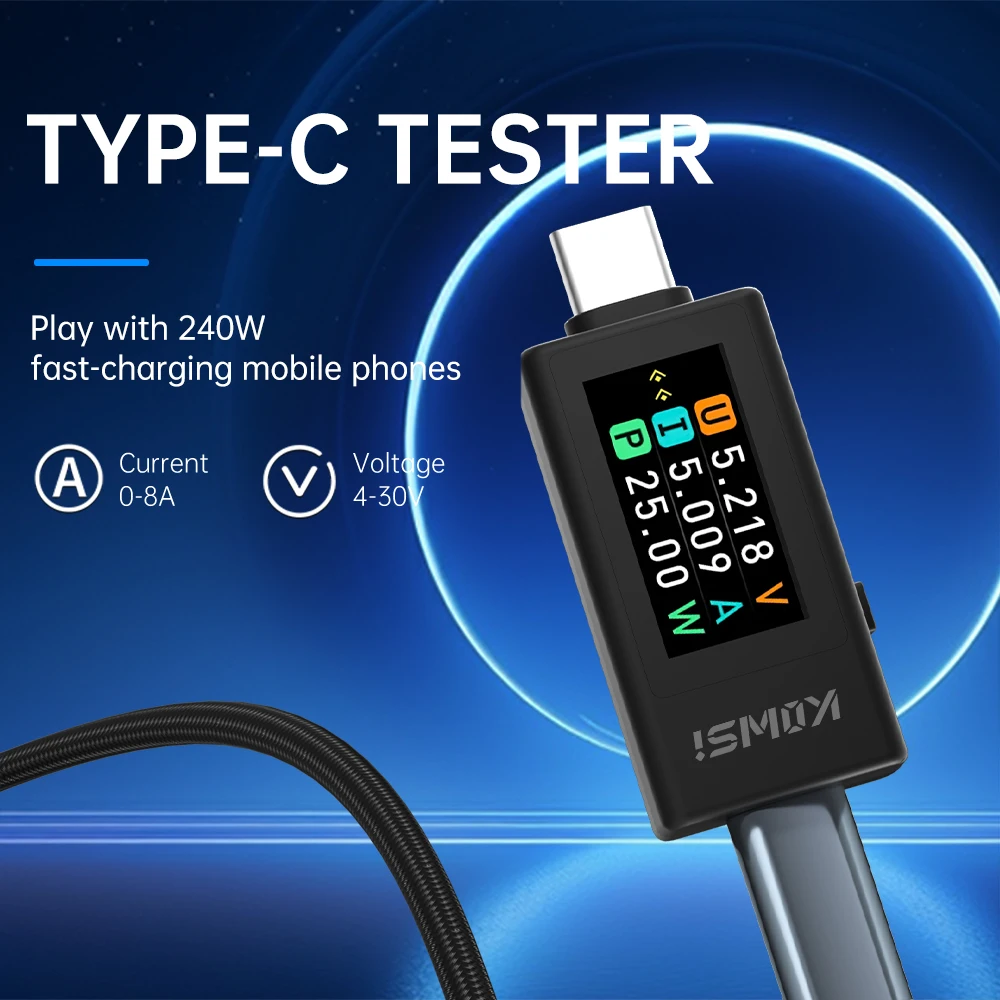 DC 4-30V 0-8A Digital Voltage Current Power Meter 240W Tester Type C Interface Voltmeter Amperemeter Monitor Data Storage
DC 4-30V 0-8A Digital Voltage Current Power Meter 240W Tester Type C Interface Voltmeter Amperemeter Monitor Data Storage