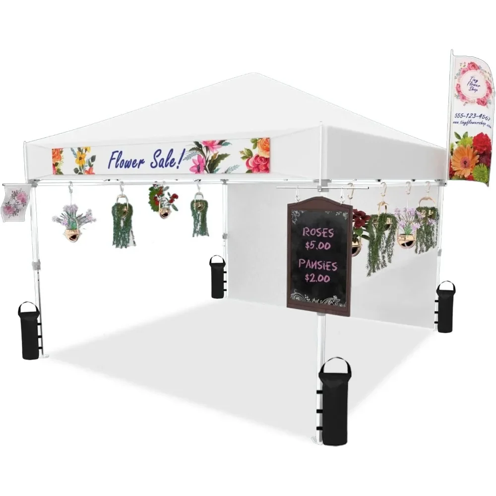 10x10 Pop up Canopy Instant Commercial Canopy Including 1 Removable Sidewall, 2 Crossbars, 4 Ropes, 8 Stakes, 4 Weight Bags
10x10 Pop up Canopy Instant Commercial Canopy Including 1 Removable Sidewall, 2 Crossbars, 4 Ropes, 8 Stakes, 4 Weight Bags