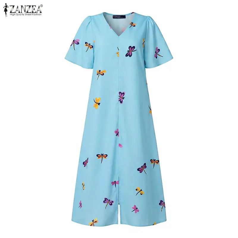 2026 ZANZEA Women Summer Sundress Stylish V Neck Short Sleeve Holiday Beach Dress Casual Printed A Line Dresses Work Midi Robe
2026 ZANZEA Women Summer Sundress Stylish V Neck Short Sleeve Holiday Beach Dress Casual Printed A Line Dresses Work Midi Robe