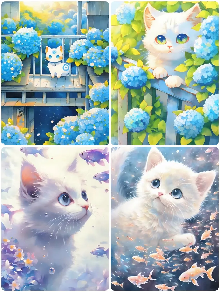 DIY Hydrangea & Fish White Cat Jigsaw Puzzle, Cute Kittens in Floral and Underwater Scenes Puzzles Educational reative Gifts
DIY Hydrangea & Fish White Cat Jigsaw Puzzle, Cute Kittens in Floral and Underwater Scenes Puzzles Educational reative Gifts