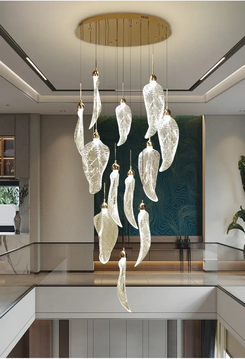 Modern Staircase Chandelier For Villa Lobby Suspension Light Fixture Luxury Decor Leaf Design Acrylic Ceiling Long Spiral Lamp
Modern Staircase Chandelier For Villa Lobby Suspension Light Fixture Luxury Decor Leaf Design Acrylic Ceiling Long Spiral Lamp