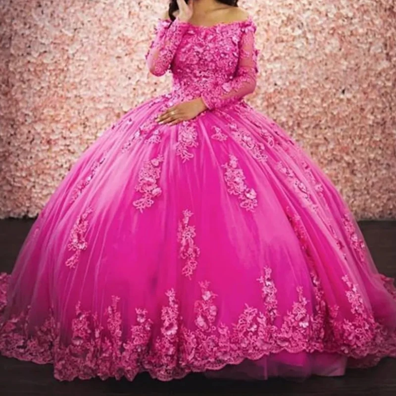 Customized Luxury Fuchsia Quinceanera Dresses Long Sleeve Off the Shoulder Sweet 15 16 Dress Prom Pageant Gown Vestido vx Anos
Customized Luxury Fuchsia Quinceanera Dresses Long Sleeve Off the Shoulder Sweet 15 16 Dress Prom Pageant Gown Vestido vx Anos