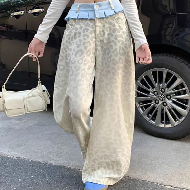 Широкие брюки с леопардовым принтом в американском стиле ретро, женская одежда, шикарные лоскутные брюки с рюшами, осенне-зимняя уличная одежда, свободные повседневные брюки
Широкие брюки с леопардовым принтом в американском стиле ретро, женская одежда, шикарные лоскутные брюки с рюшами, осенне-зимняя уличная одежда, свободные повседневные брюки