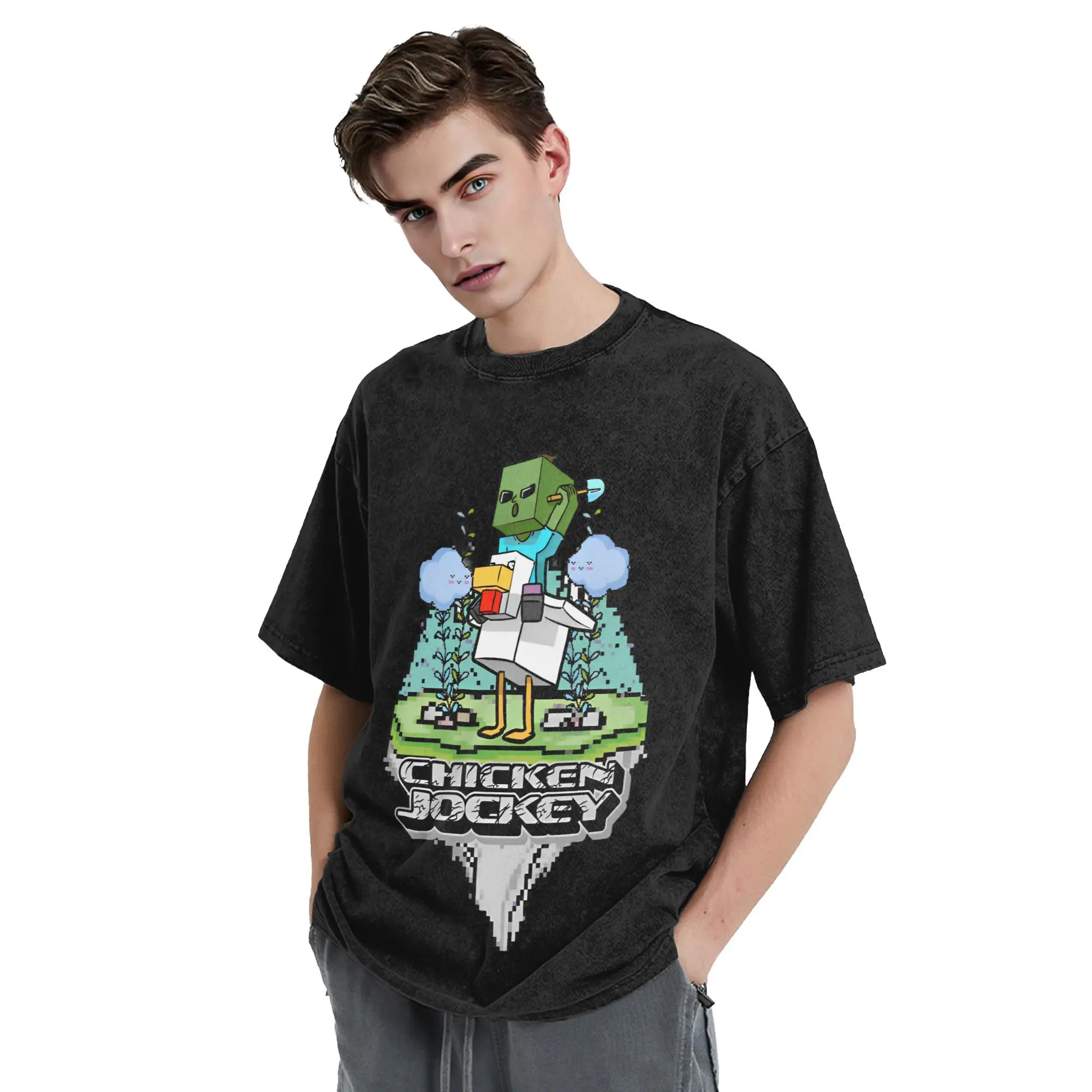 Zombie Riding Chicken Jockey T Shirt Washed Short Sleeve Oversize T-Shirt Game Novelty Men Women Tops Streetwear Printed Tees
Zombie Riding Chicken Jockey T Shirt Washed Short Sleeve Oversize T-Shirt Game Novelty Men Women Tops Streetwear Printed Tees