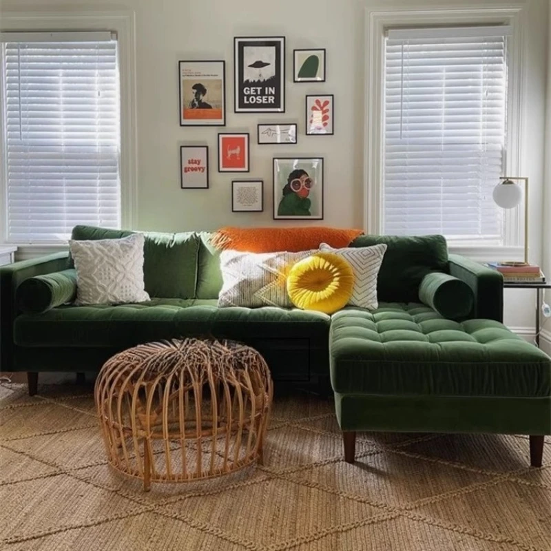 Light luxury retro fabric corner sofa Nordic ins small apartment living room B & B latex dark green velvet sofa
Light luxury retro fabric corner sofa Nordic ins small apartment living room B & B latex dark green velvet sofa