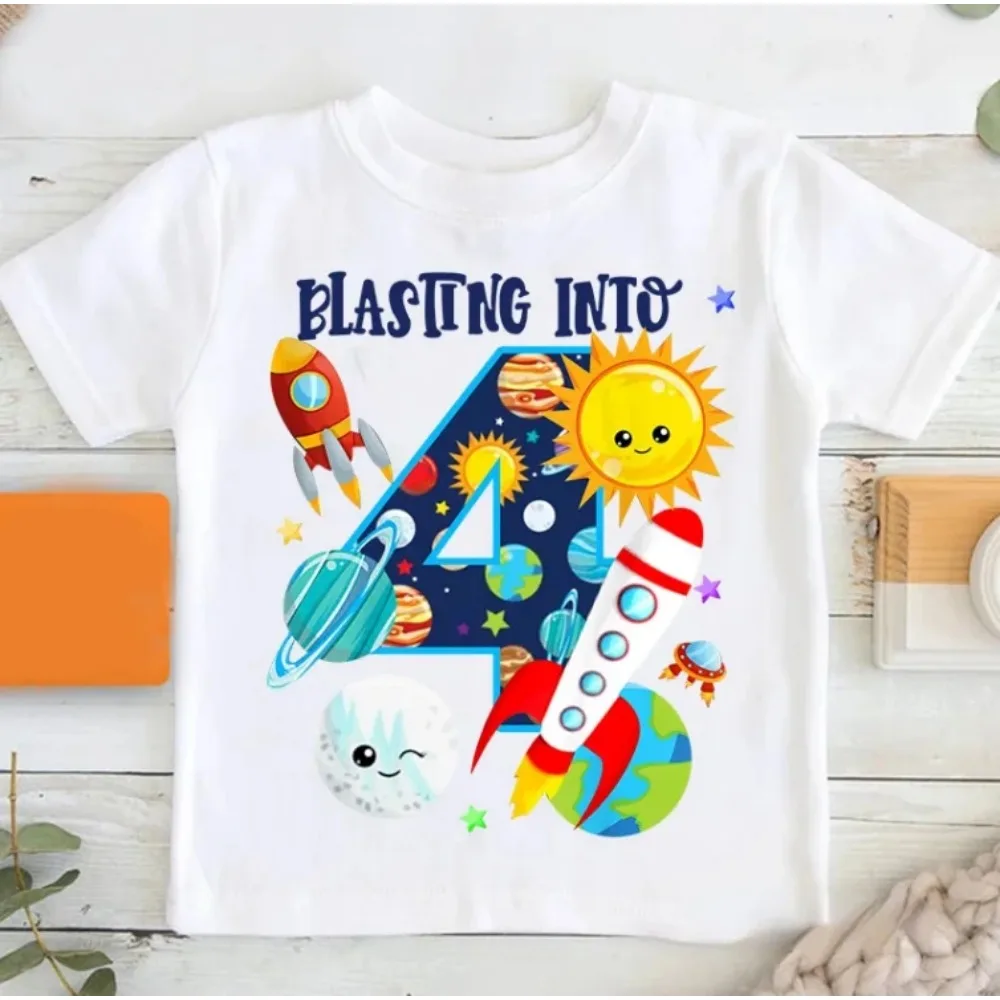 Boys Birthday T Shirt Astronaut Space Print Tee Shirt Kids Summer Short Sleeve Causal Fashion Toddler Children Clothing Baby Top
Boys Birthday T Shirt Astronaut Space Print Tee Shirt Kids Summer Short Sleeve Causal Fashion Toddler Children Clothing Baby Top