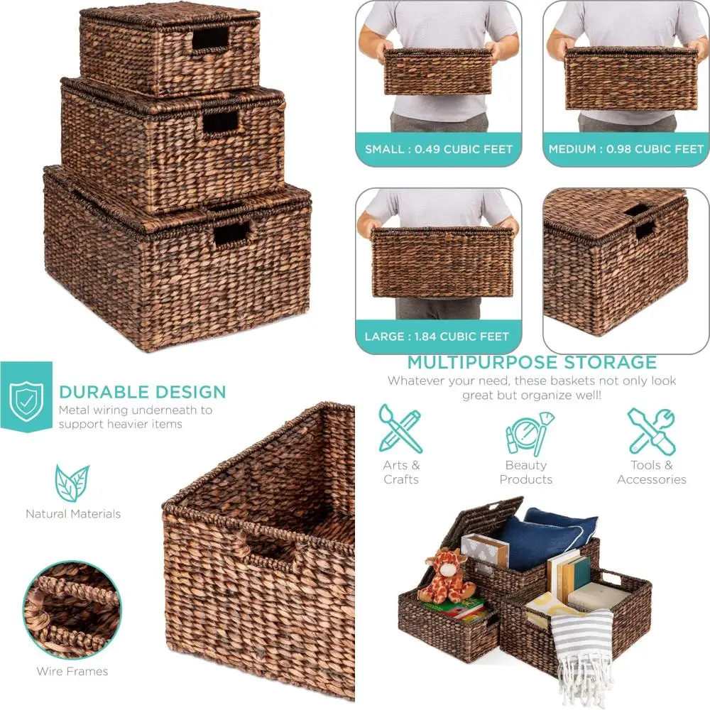 Best Choice Products Set Of 3 Large Multipurpose Hyacinth Storage Baskets, Handwoven Rectangular Organizer Totes for Bedroom, Li
Best Choice Products Set Of 3 Large Multipurpose Hyacinth Storage Baskets, Handwoven Rectangular Organizer Totes for Bedroom, Li