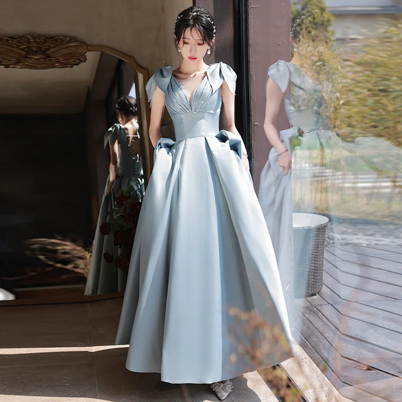 Elegant Blue Women Evening Dresses Pearls Prom Birthday Party Gowns Formal Vestido De Noche Abenkleider robe soirée femme
Elegant Blue Women Evening Dresses Pearls Prom Birthday Party Gowns Formal Vestido De Noche Abenkleider robe soirée femme