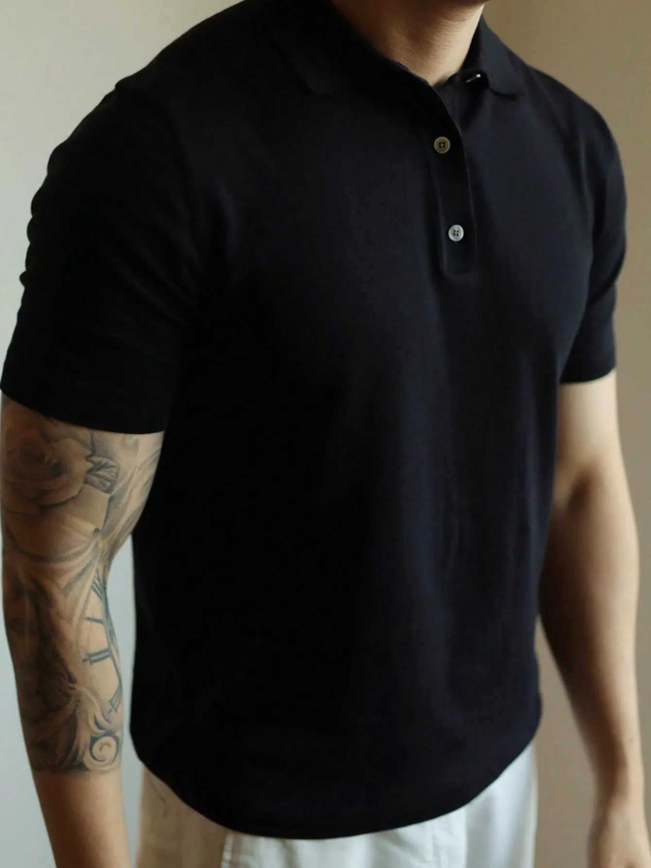 Men's Solid Black Knit Polo Shirt, Short Sleeve, Casual Fit for Spring Summer
Men's Solid Black Knit Polo Shirt, Short Sleeve, Casual Fit for Spring Summer