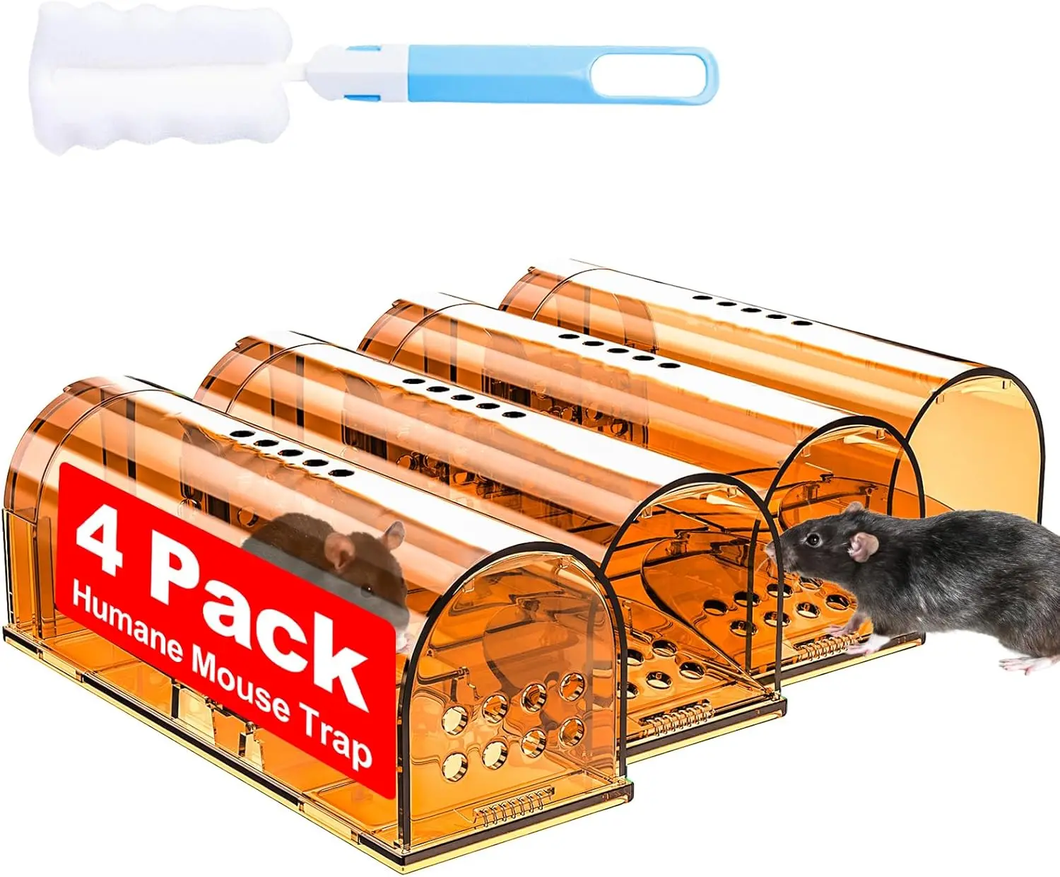 4 Pack Humane Mouse Traps Indoor for Home, Reusable Live Mice Small Rat Trap Catcher for House & Outdoors
4 Pack Humane Mouse Traps Indoor for Home, Reusable Live Mice Small Rat Trap Catcher for House & Outdoors