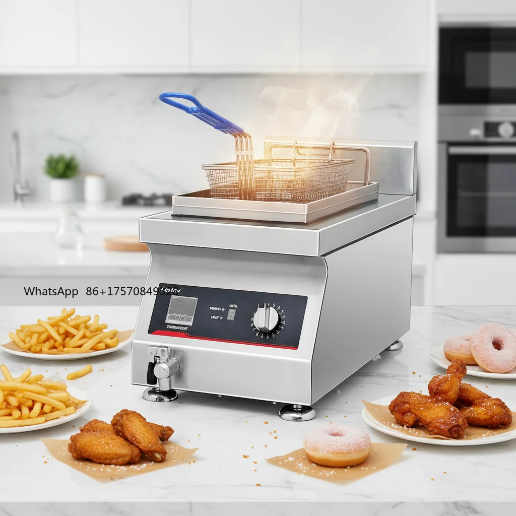 Brand electric desktop single basket restaurant induction cooker 3500W, suitable for fried turkey wings and fried fish
Brand electric desktop single basket restaurant induction cooker 3500W, suitable for fried turkey wings and fried fish