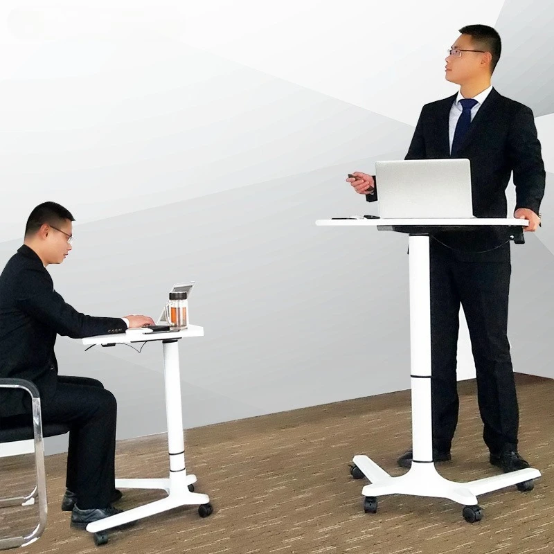 Mobile Lifting Table Speaking Standing Computer Desk Height Adjustable Learning Table Rolling Wheels Work Desk Workstation