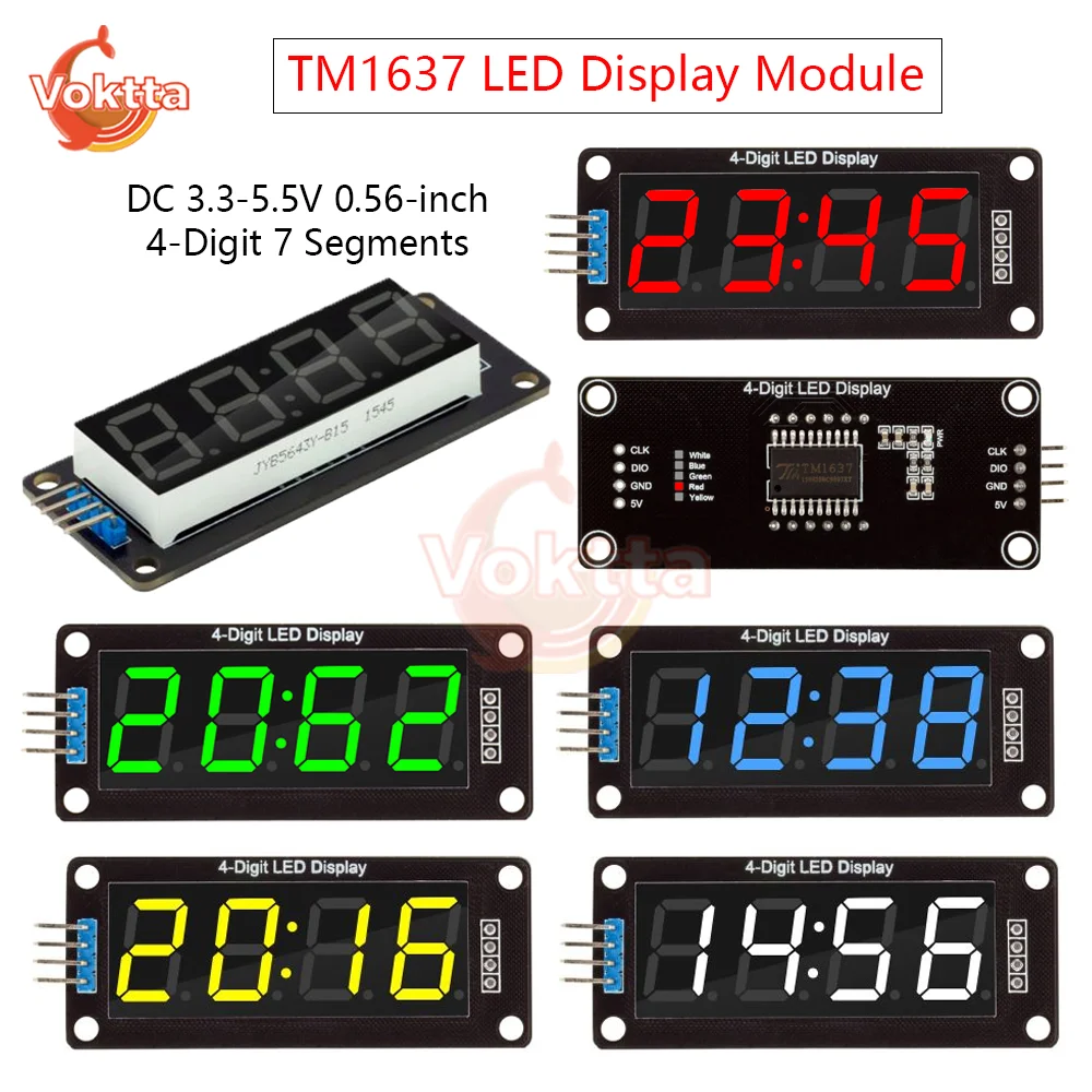 TM1637 0.56-inch DIY LED Display Module 4-Digit 7 Segments Digital Tube Clock Board Time Clock Indicator Electronic Kit