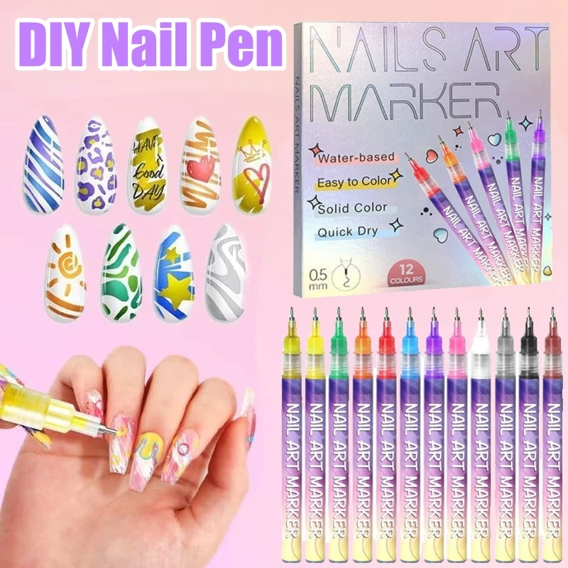 12 Colors Nail Art Pens Kit 0.5MM Ultra-Fine Tip 3D Nail Polish Pens Quick-Dry Acrylic Paint Pens Nail Markers Dotting Tools
12 Colors Nail Art Pens Kit 0.5MM Ultra-Fine Tip 3D Nail Polish Pens Quick-Dry Acrylic Paint Pens Nail Markers Dotting Tools