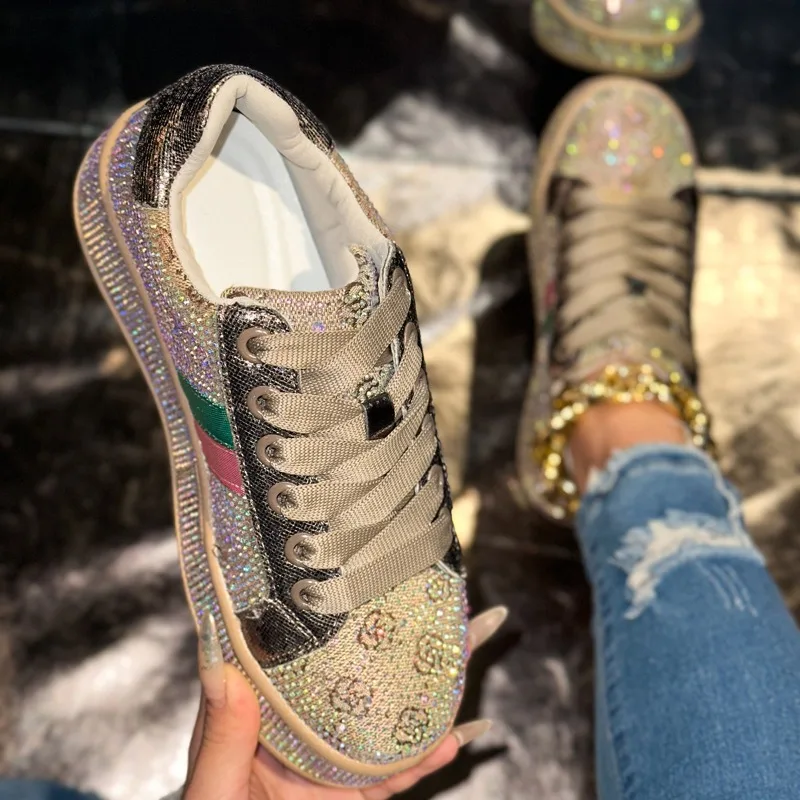 2025 Fashion Women Platform Sneakers Lace Up Rhinestone Casual Shoes Fashion Shiny Ladies Shoes High End Luxury Designer Shoes
2025 Fashion Women Platform Sneakers Lace Up Rhinestone Casual Shoes Fashion Shiny Ladies Shoes High End Luxury Designer Shoes