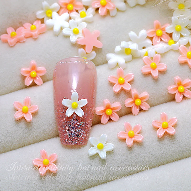 50PCS Pink White 7mm 3D Acrylic Five-petaled Flowers Nail Art Charms Accessories For Manicure Material Nails Decoration Supplies
50PCS Pink White 7mm 3D Acrylic Five-petaled Flowers Nail Art Charms Accessories For Manicure Material Nails Decoration Supplies