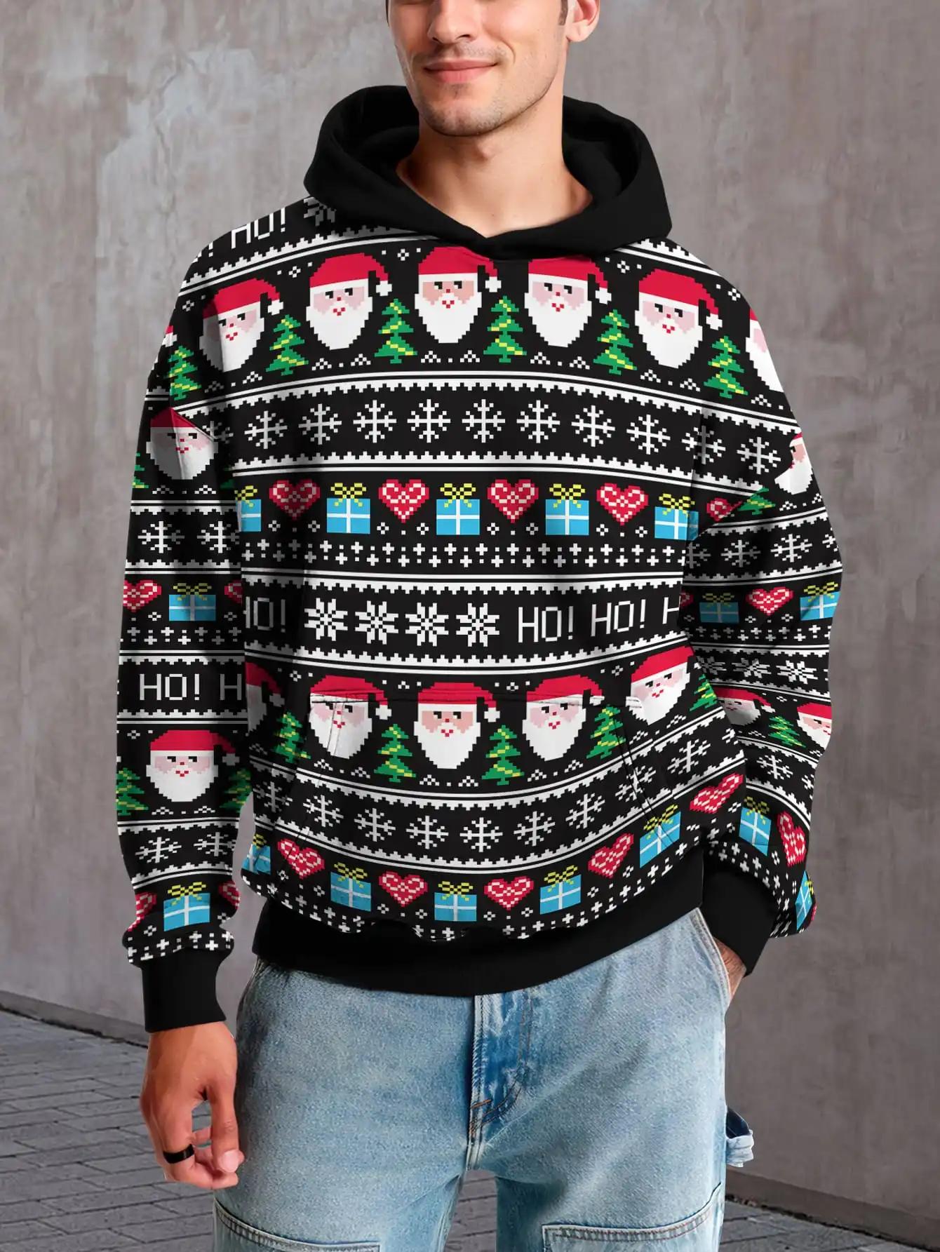 Houndstooth stitching men's Santa Claus pattern hoodie fashion fun geometric pattern 3D print pullover hoodie men's Christmas
Houndstooth stitching men's Santa Claus pattern hoodie fashion fun geometric pattern 3D print pullover hoodie men's Christmas