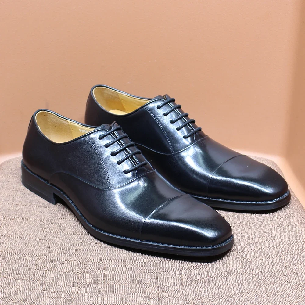 Men's Genuine Leather Oxford Handmade Dress Shoes Classic Lace-Up Solid Cap Toe Pointed Office Wedding Formal Footwear
Men's Genuine Leather Oxford Handmade Dress Shoes Classic Lace-Up Solid Cap Toe Pointed Office Wedding Formal Footwear
