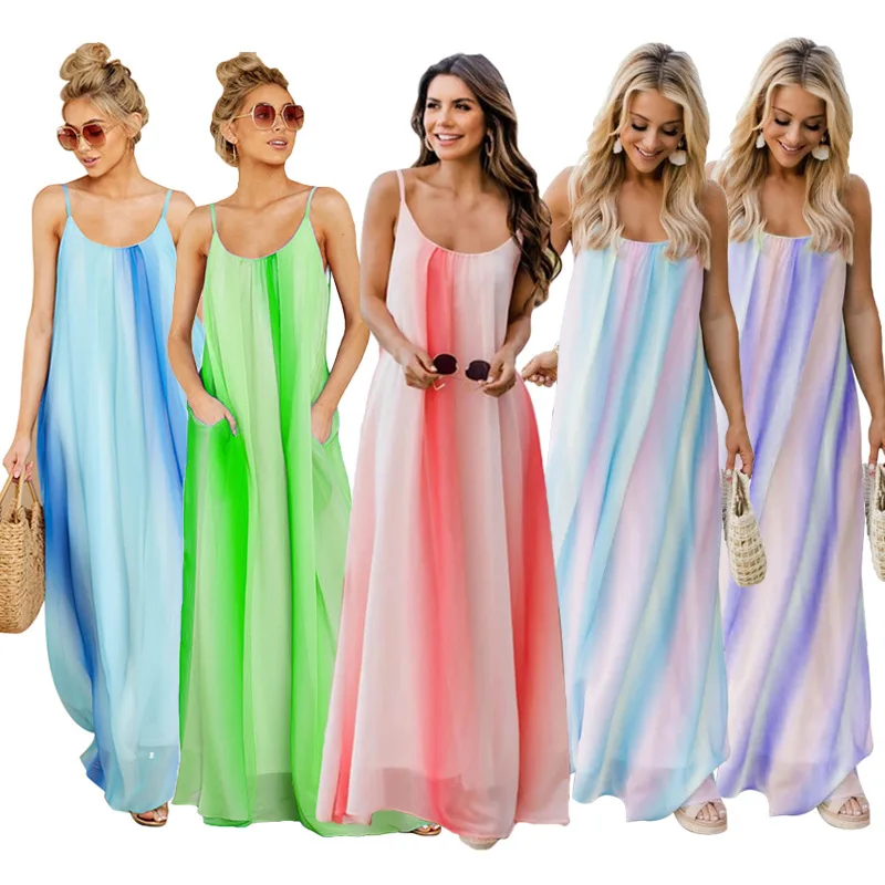 Maternity Sexy Gradient Chiffon Sling Beach Sleeveless Backless Plus Size Dress Women's Chiffon Sling Beach Skirt Pregnant Dress
Maternity Sexy Gradient Chiffon Sling Beach Sleeveless Backless Plus Size Dress Women's Chiffon Sling Beach Skirt Pregnant Dress