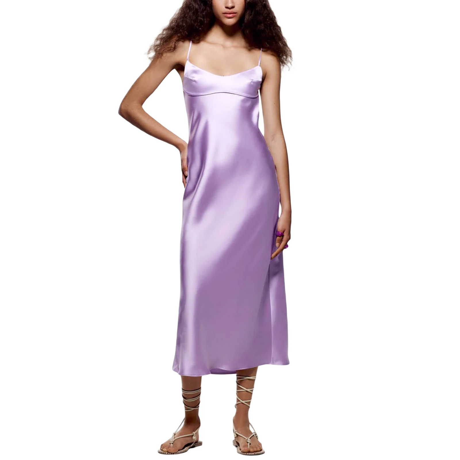 Ladies Temperament Silky Slip Dress Women Leisure Style Solid Color V-neck Sleeveless Backless Slim Long Dress
Ladies Temperament Silky Slip Dress Women Leisure Style Solid Color V-neck Sleeveless Backless Slim Long Dress