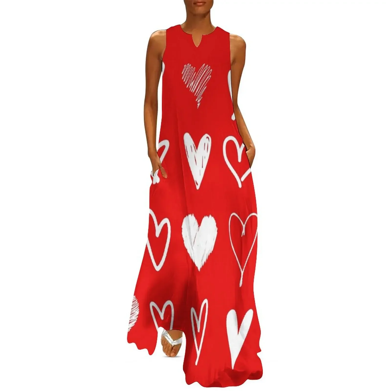 Hearts Print Long Dress Woman fashion women's luxury party dress Dress
Hearts Print Long Dress Woman fashion women's luxury party dress Dress