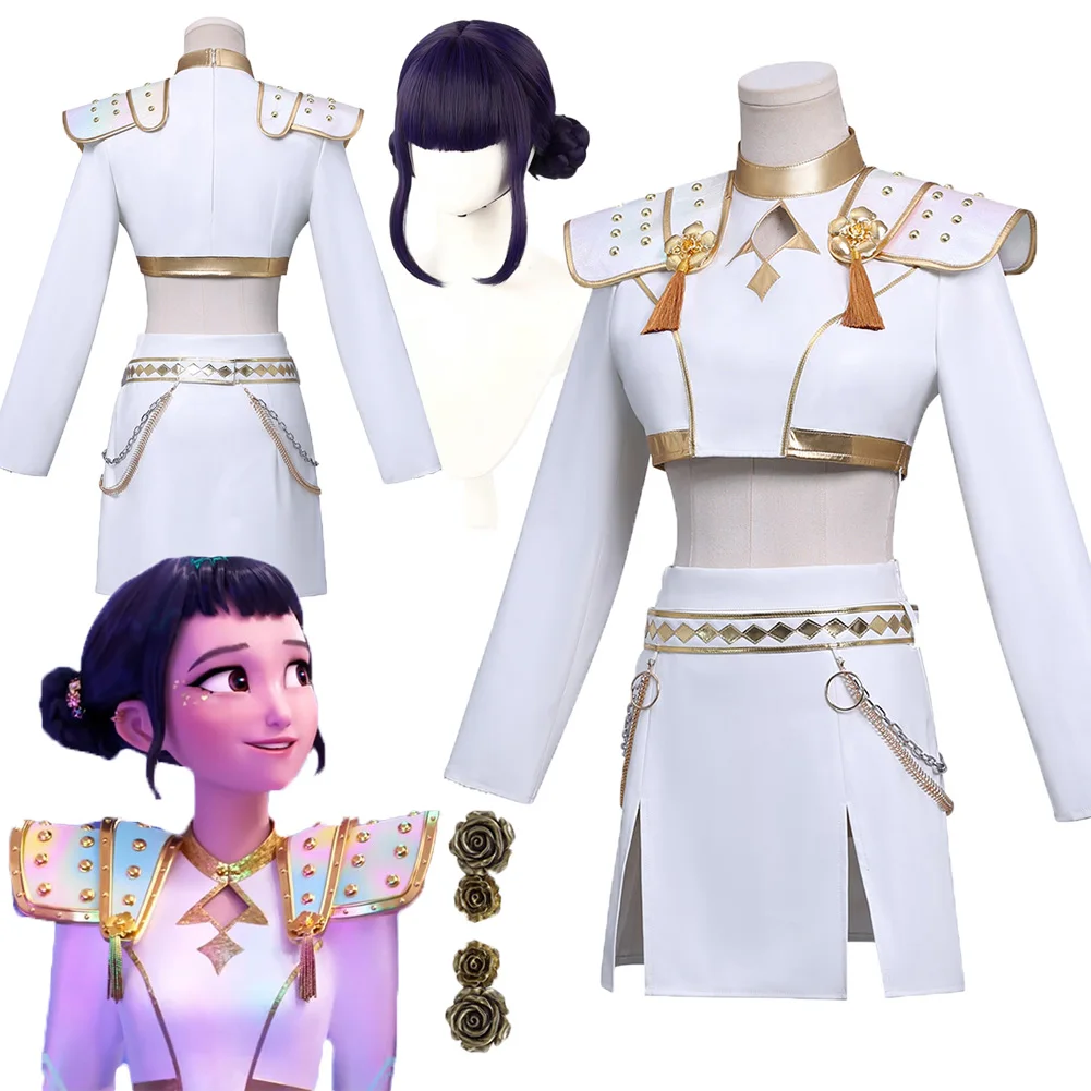 Fantasia Demon Hunter of KPop Zoey Cosplay White Performance Outfits Disfraz Costume Women Halloween Carnival Party Clothes
Fantasia Demon Hunter of KPop Zoey Cosplay White Performance Outfits Disfraz Costume Women Halloween Carnival Party Clothes