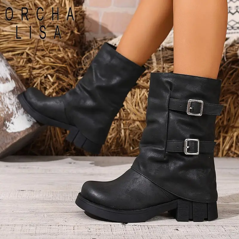 Модные сапоги в стиле вестерн в стиле пастушки с круглым носком 4,5 см, толстая подошва, без шнуровки, с пряжками на ремне, большие размеры 41, 42, 43, зима до середины икры
Модные сапоги в стиле вестерн в стиле пастушки с круглым носком 4,5 см, толстая подошва, без шнуровки, с пряжками на ремне, большие размеры 41, 42, 43, зима до середины икры