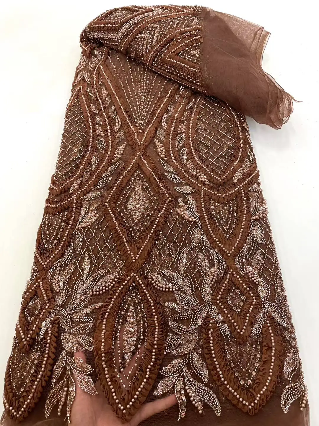 Coffee African Lace Fabric 2025 Sequins Beads Embroidery Groom Nigerian Bridal High Quality French Tulle Lace Fabric For Wedding
Coffee African Lace Fabric 2025 Sequins Beads Embroidery Groom Nigerian Bridal High Quality French Tulle Lace Fabric For Wedding