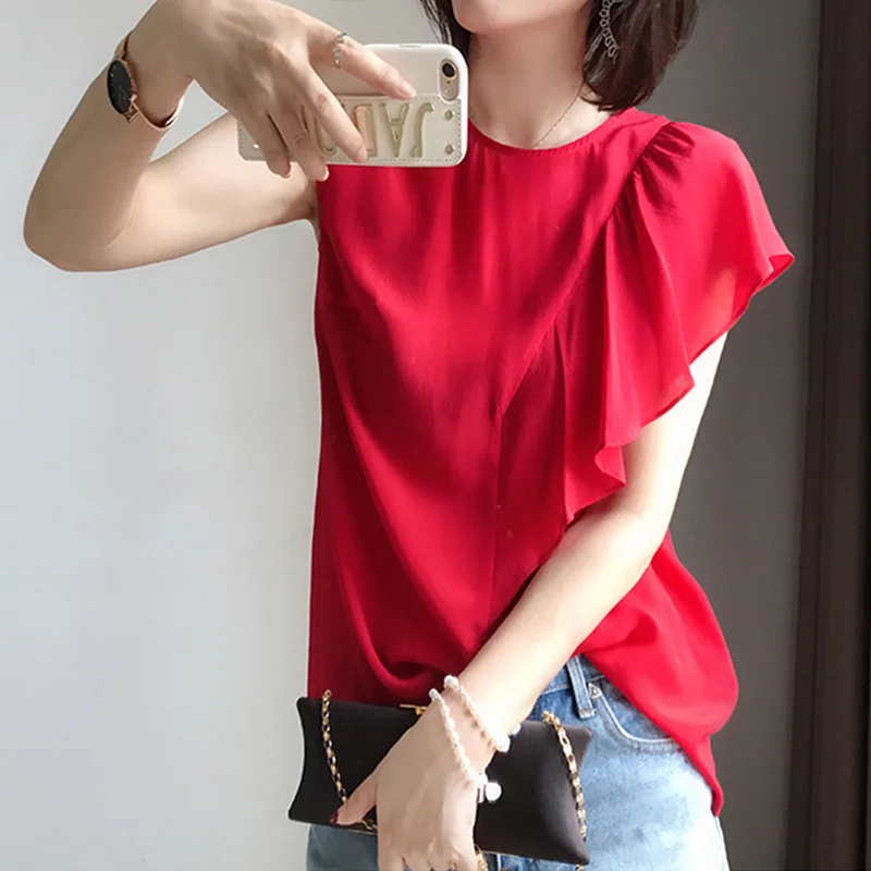 Ele Lace Trim Casual irt Women Summer New Sle Versatile Drifting Irregular Light Maturi ort Sve Chiffon Top
Ele Lace Trim Casual irt Women Summer New Sle Versatile Drifting Irregular Light Maturi ort Sve Chiffon Top